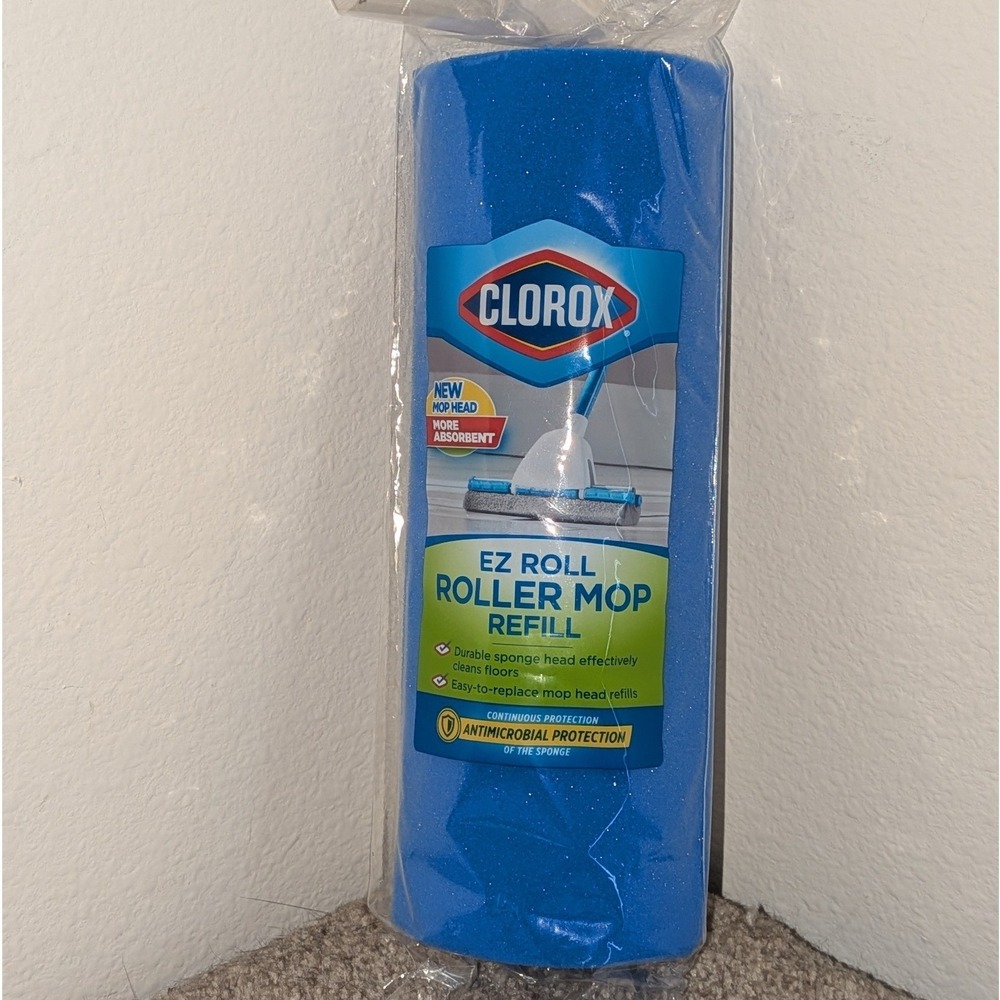 Clorox EZ Roll Roller Mop Refill Blue Sponge Antimicrobial Protection 623257 NEW